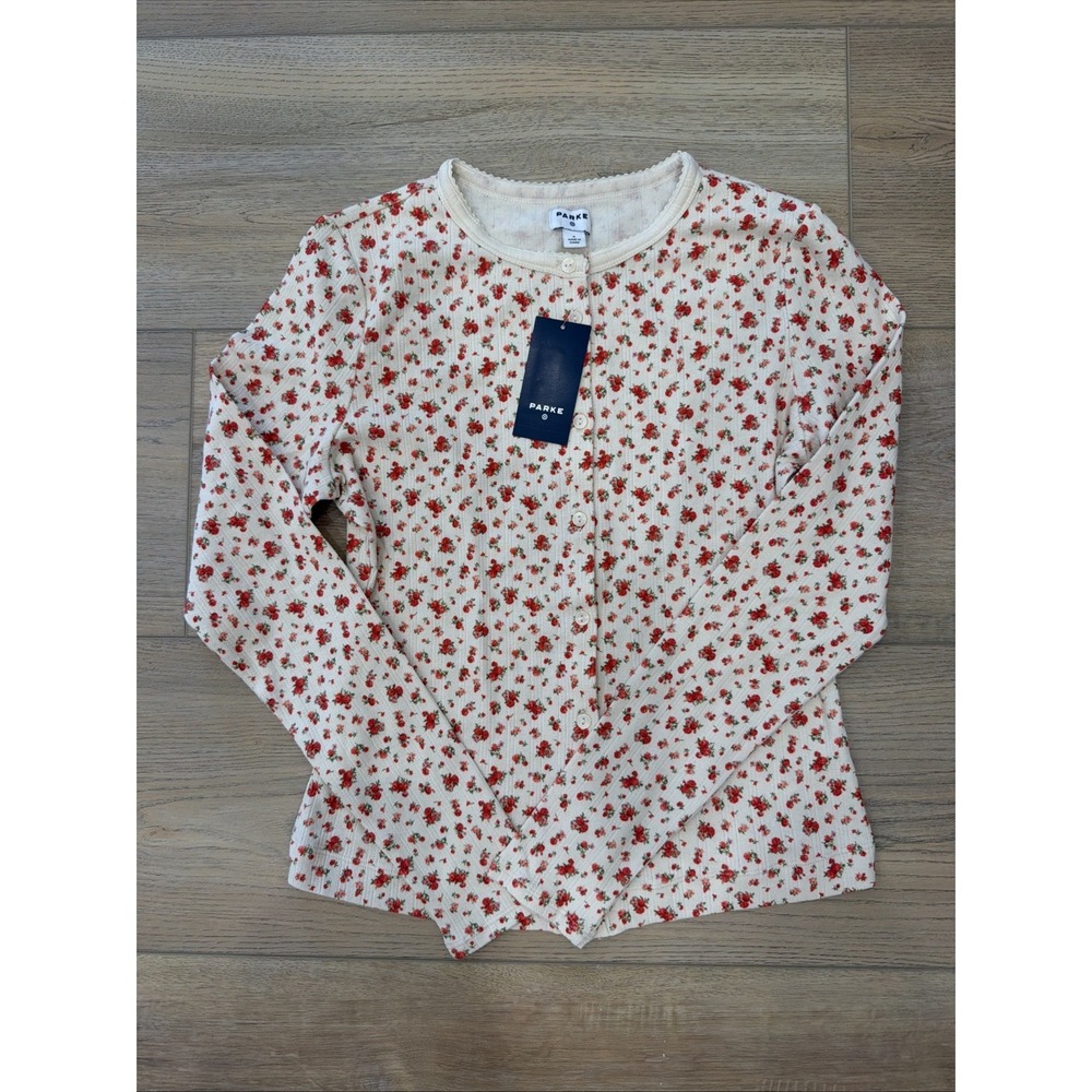 Parke Target cardigan Pointelle Women's Small Cream Floral Ships Today